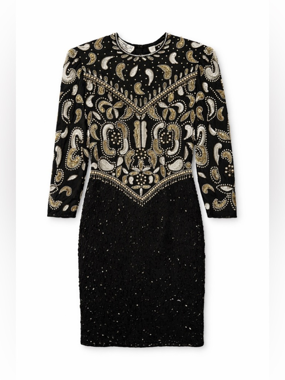 Scala Black Beaded Pearl Sequin Dress Size S